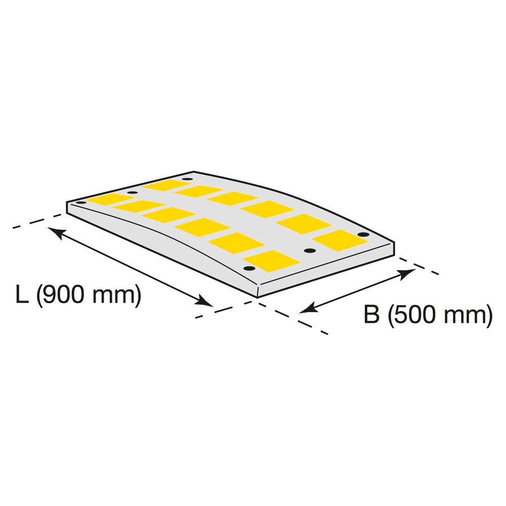 Fahrbahnschwelle DENIOS 311226W 900 x 500 x 50 mm Crna sa Žutim Reflektorima