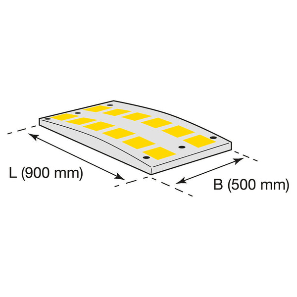 Fahrbahnschwelle DENIOS 311226W 900 x 500 x 50 mm Crna sa Žutim Reflektorima