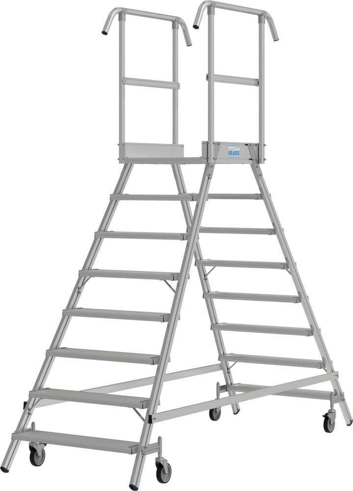 KRAUSE Pokretne Aluminijumske Merdevine sa Platformom 2 x 8 Stepenika 312175W