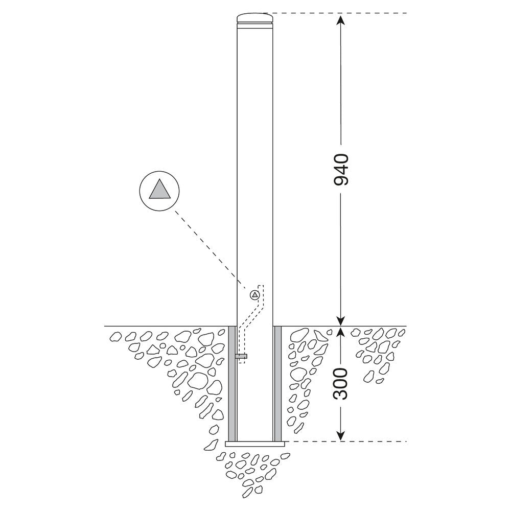 Čelični stub uklonjivi sa trouglastom bravom Ø 108 mm visina 940 mm Moravia 310874W