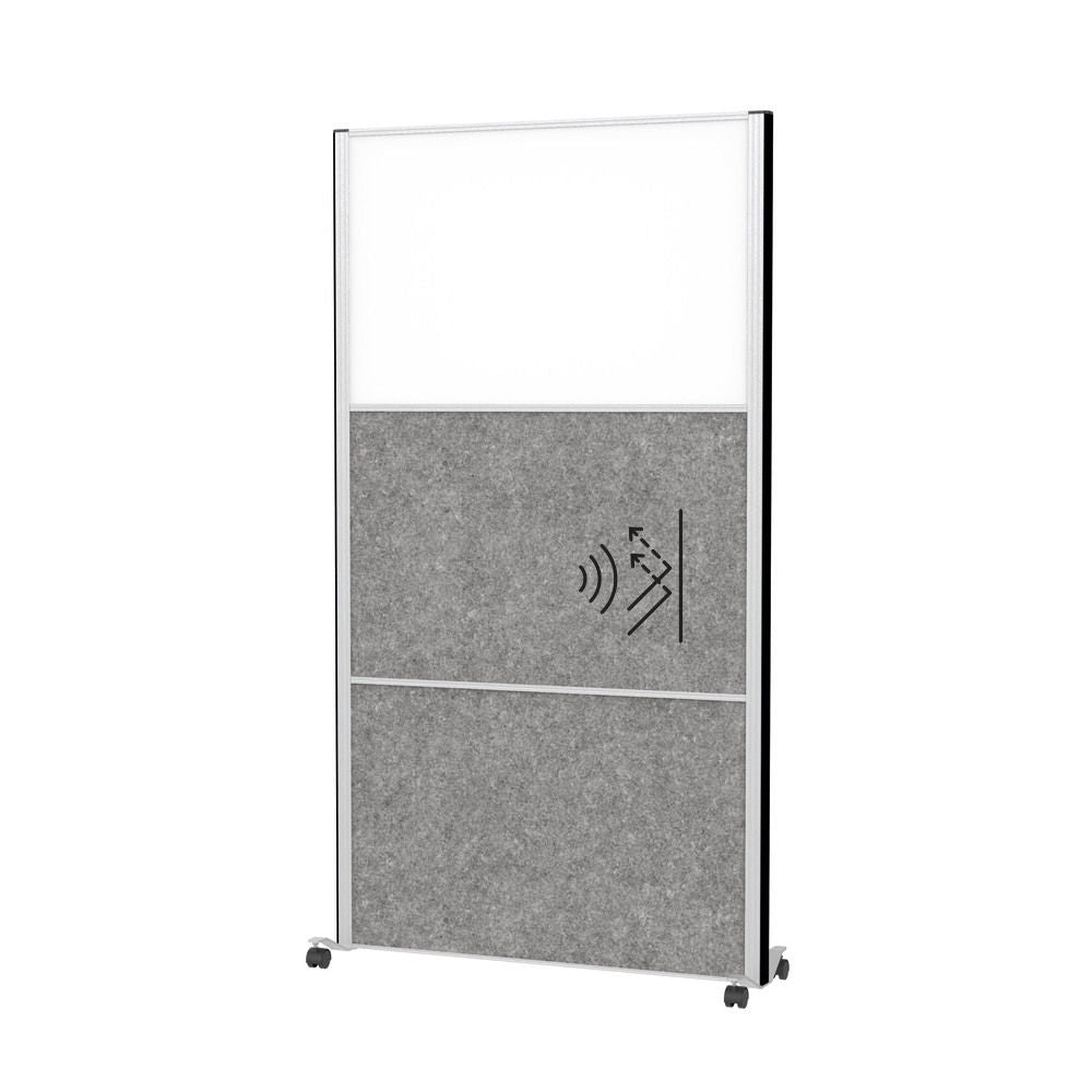 Akustična Pregradna Stena MAULconnecto 1000 x 1820 mm Whiteboard Na Točkovima Ram Srebrni DENIOS 318142W