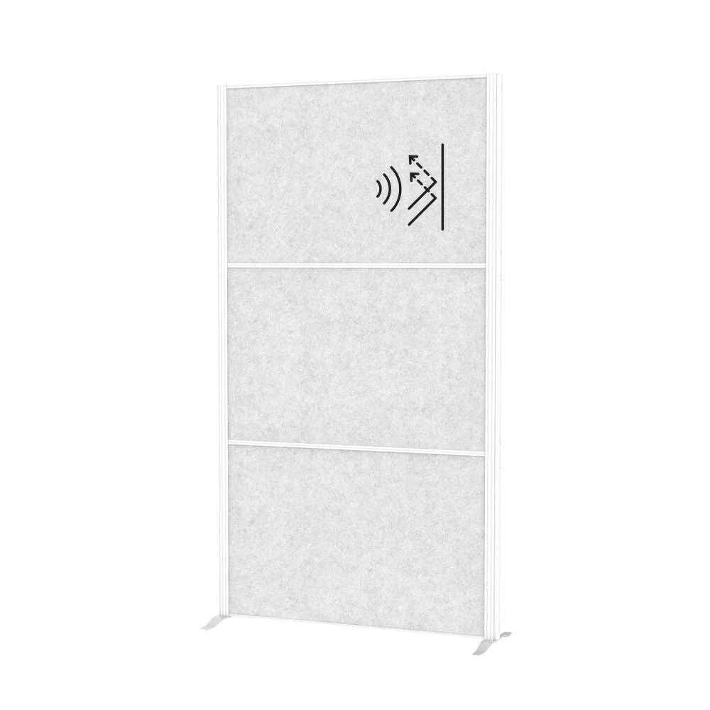 Akustična Pregradna Stena MAULconnecto 1000 x 1820 mm Svetlosiva Na Postolju Ram Beli DENIOS 318145W