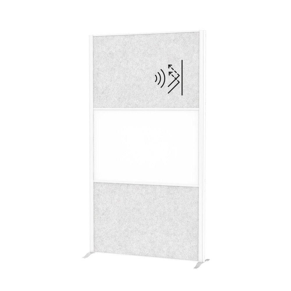 Akustična Pregradna Stena MAULconnecto 1000 x 1820 mm Svetlosiva Whiteboard Sa Postoljem Ram Beli DENIOS 318149W
