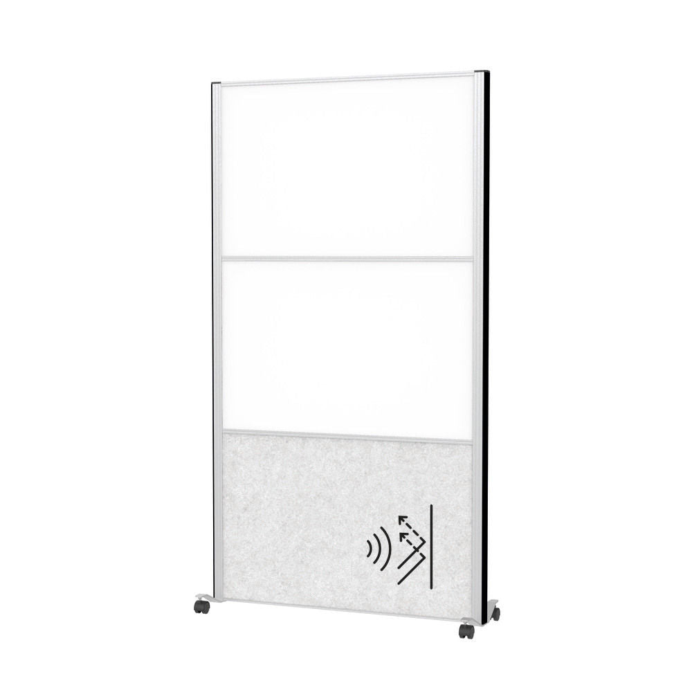 Akustična Pregradna Stena MAULconnecto 1000 x 1820 mm Svetlosiva Whiteboard Na Točkovima Ram Srebrni DENIOS 318156W