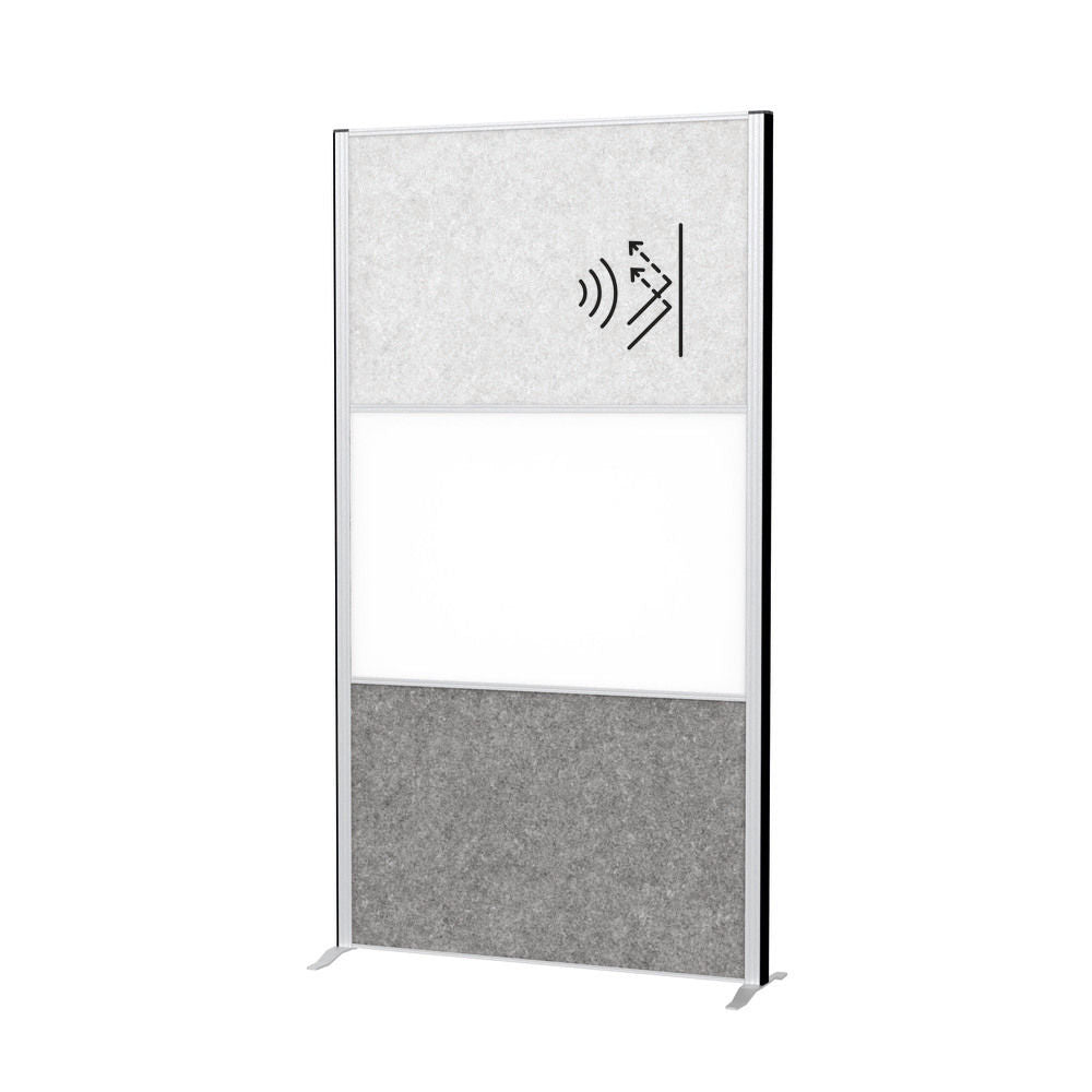 Akustična Pregradna Stena MAULconnecto 1000 x 1820 mm Svetlosiva Whiteboard Sa Postoljem Ram Srebrni DENIOS 318161W