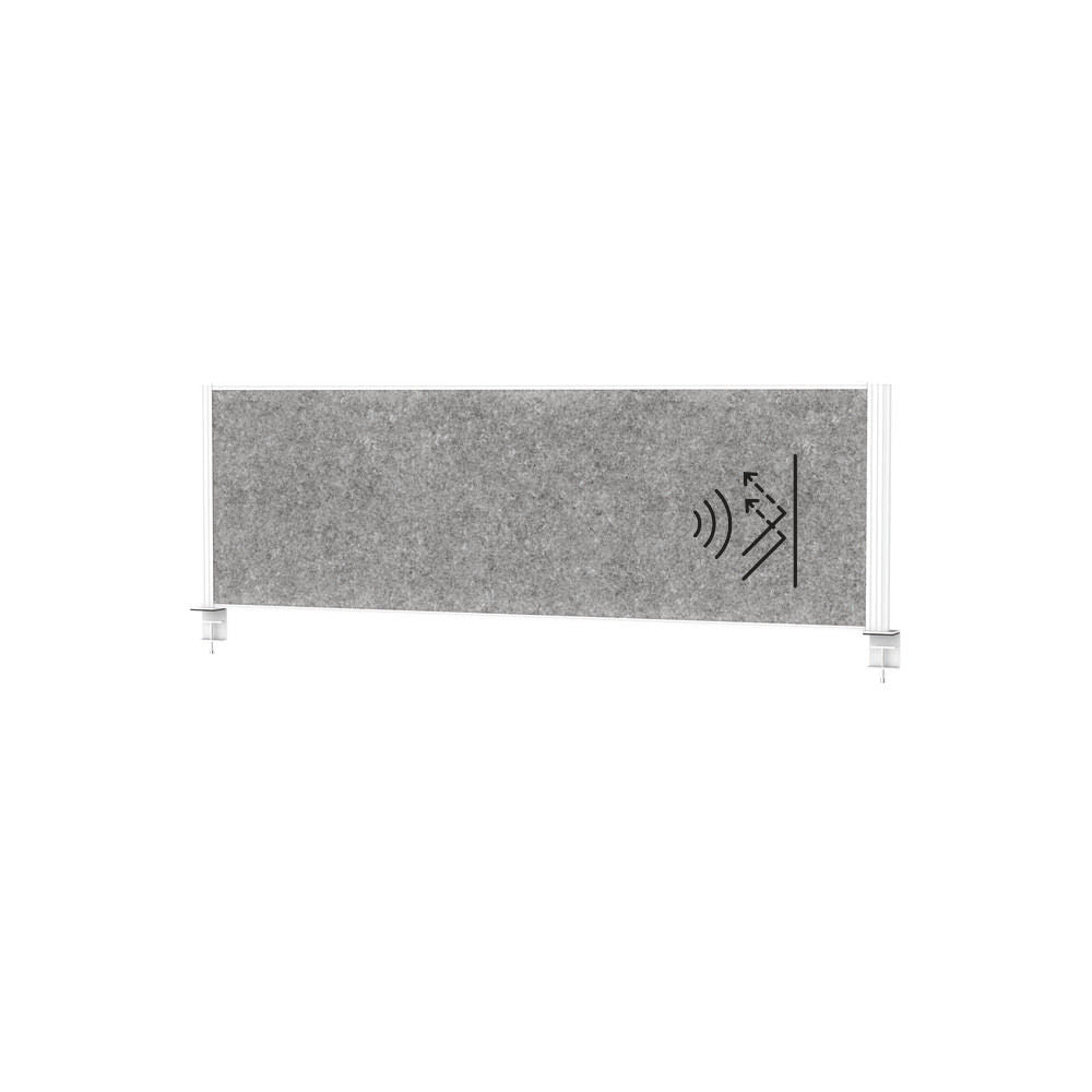 Akustična stona pregrada MAULconnecto 1200 x 515 mm tamnosiva beli ram DENIOS 318170W