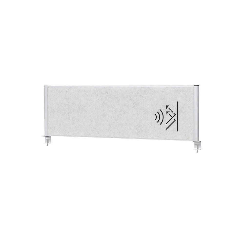 Akustična stona pregrada MAULconnecto 1600 x 515 mm svetlosiva beli ram sa steznom stopom DENIOS 318176W