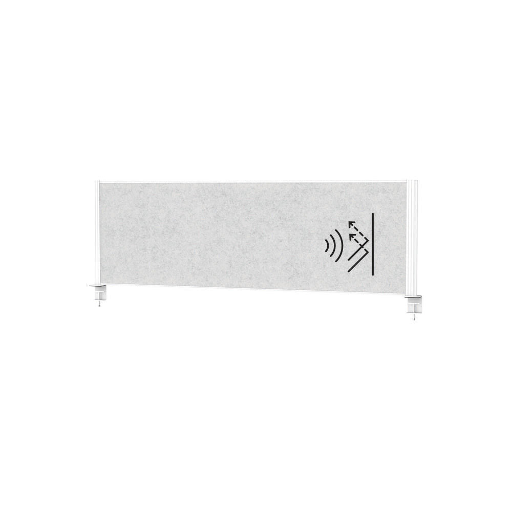 Akustična Pregradna Stona Pregrada MAULconnecto 1600 x 515 mm Svetlosiva Srebrni Ram Sa Steznom Stopom DENIOS 318178W