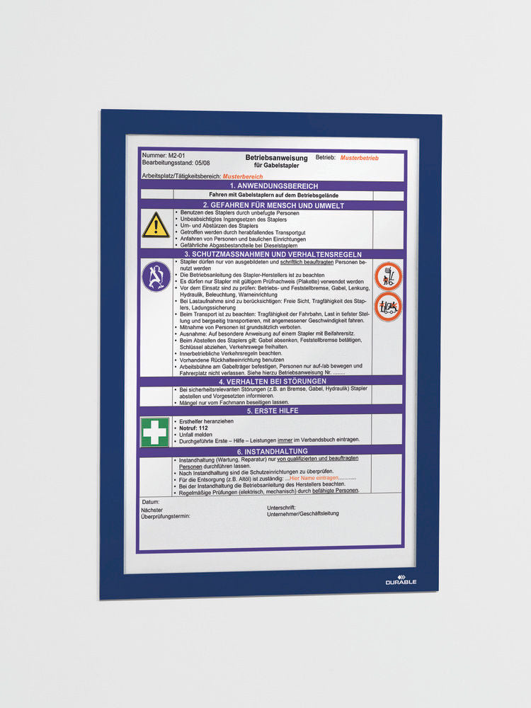 DENIOS Samolepljivi Informacioni Okvir DURAFRAME DIN A4 Tamnoplavi 318194W