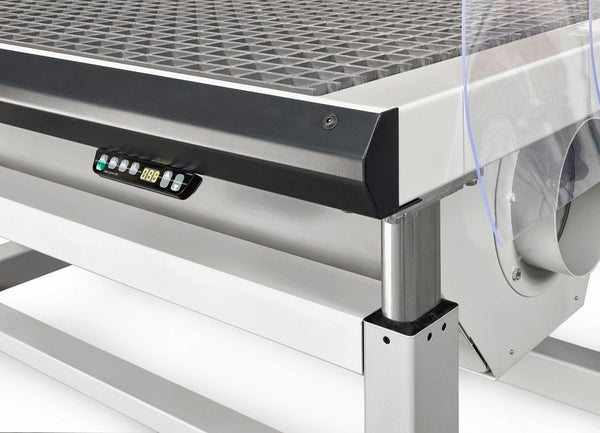 Höhenverstellbarer Absaugtisch 1000 X 900 Mm Tiefe Wanne Gitterrost Verzinkt DENIOS