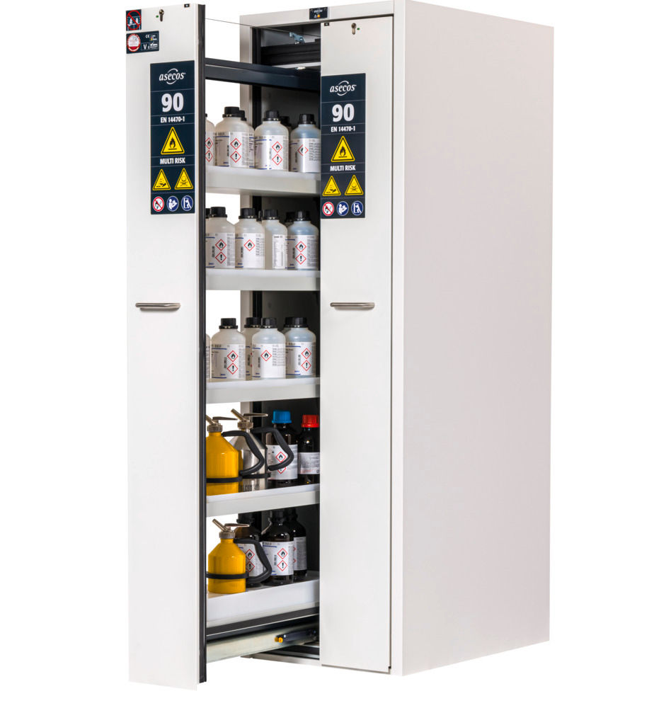 Asecos Čelik V-CLASSIC-90 MULTIRISK Ormar za Opasne Materije 319744W Vertikalni Izvlak Bela
