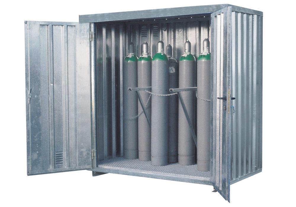 Denios Čelik Skladište za Gasne Boce 21x50l 2162x986x2350mm Pocinkovano Plavo
