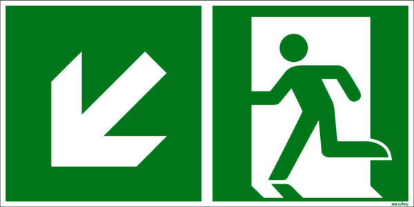 DENIOS Znak za Evakuaciju Put za Evakuaciju Dole Levo ISO 7010 219201W