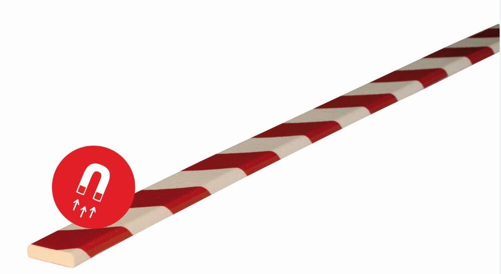 Magnetni Zaštitni Profil Knuffi Tip F Crveno-Beli 40 x 11 mm 1 m 321431W