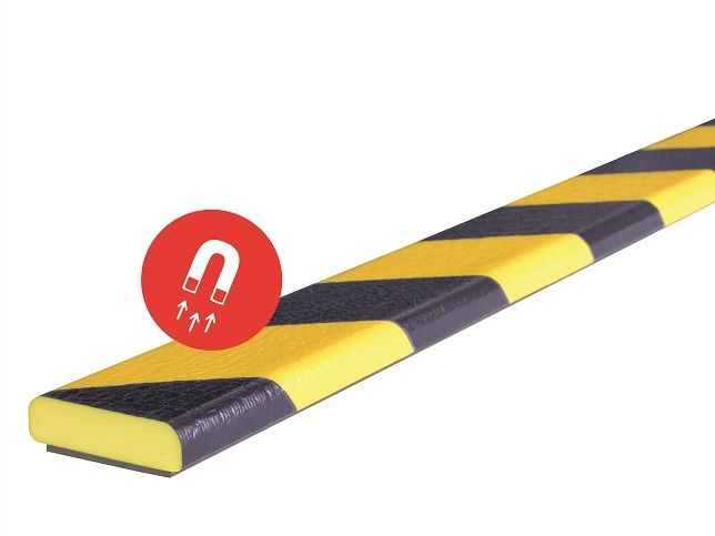 Magnetni Zaštitni Profil za Površine Knuffi Tip F Žuto-Crni 40 x 11 mm 1 m 321427W