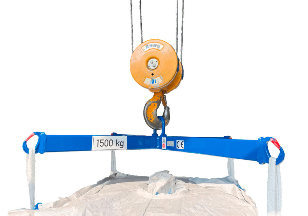 Big Bag Hebekreuz Ravni Nosivost 1500 kg DENIOS 180733W 1492 x 1492 x 226 mm Plava