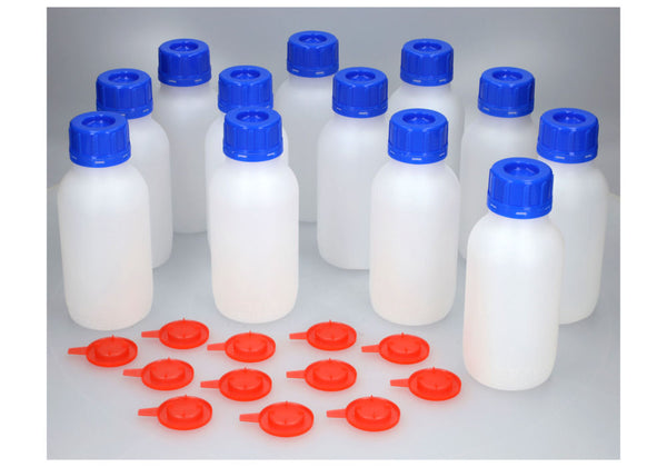 HDPE Boce sa Uskim Grlom Okrugle Prirodno-Transparentne sa UN Odobrenjem 500 ml 12 Komada DENIOS 257551W