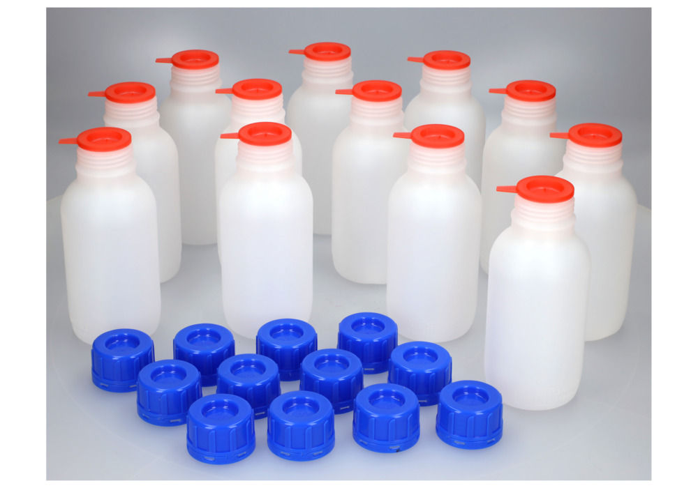 HDPE Boce sa Uskim Grlom Okrugle Prirodno-Transparentne sa UN Odobrenjem 500 ml 12 Komada DENIOS 257551W