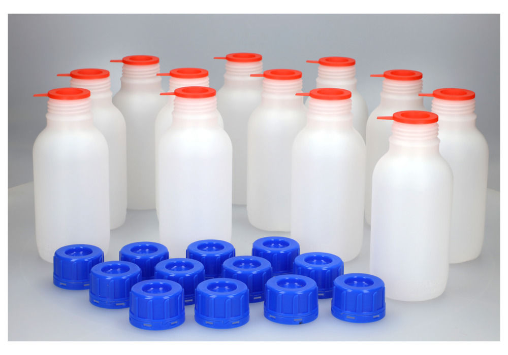HDPE Boce sa Uskim Grlom Okrugle Prirodno-Transparentne sa UN Odobrenjem 500 ml 12 Komada DENIOS 257551W