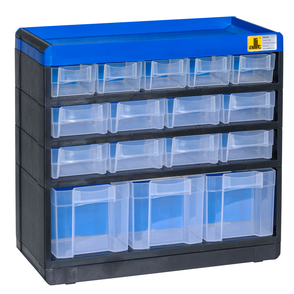 Kleinteilemagazin sa 16 Fioka i 16 Pregrada Crno DENIOS 319264W 135 x 300 x 285 mm