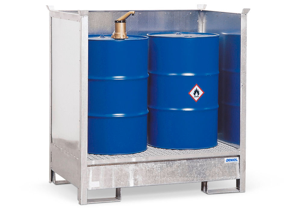 Denios Čelik Stanica za Opasne Materije 2 P2-O 2 Bureta 200L 1390x900x1440mm Pocinkovana