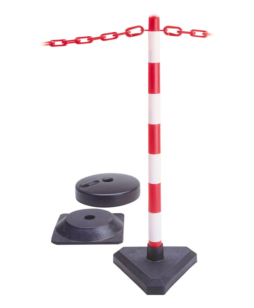 Set Lančanih Stalak Upozorenja 6 Komada 10 m Lanac Trouglasto Plastično Postolje Ispunjeno Betonom Visina 870 mm Crveno/Beli Moravia 180245