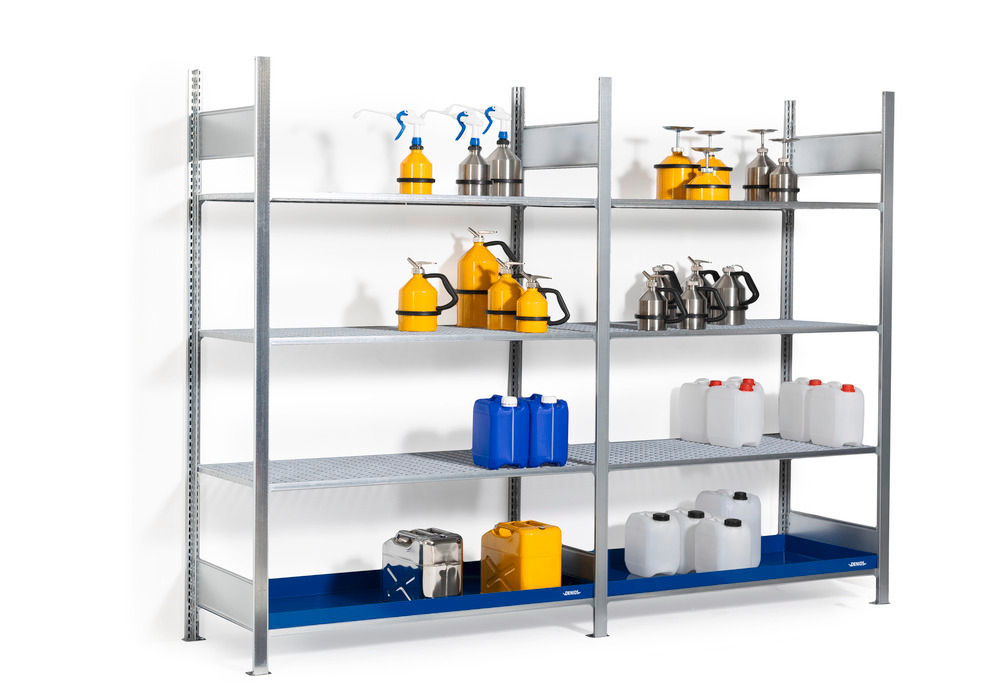 Denios Čelik Regal za Opasne Materije Grundfeld 3 Nivoa 1360x437x2000mm Sivi