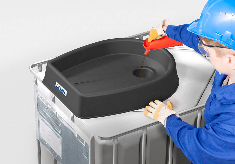 IBC Levak od Plastike (PE) 30 L Okrugla Verzija sa Odvodom Ø 100 mm DENIOS 326156W