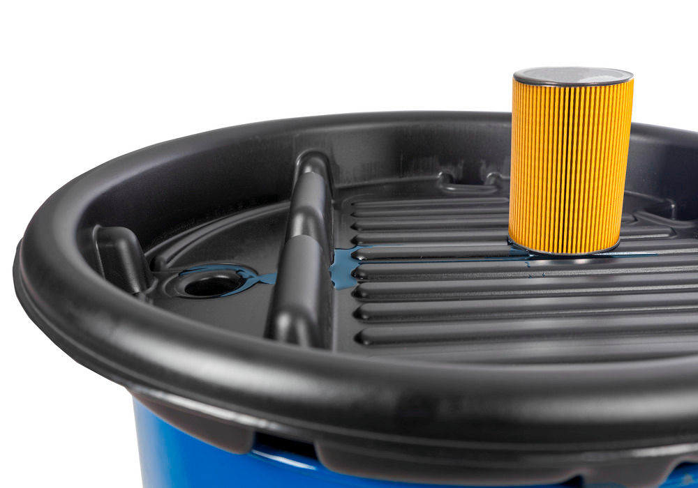 DENIOS Plastični Levak sa Odvodnom Površinom za Bačve od 200 L 704 x 705 x 120 mm Crni 326155W