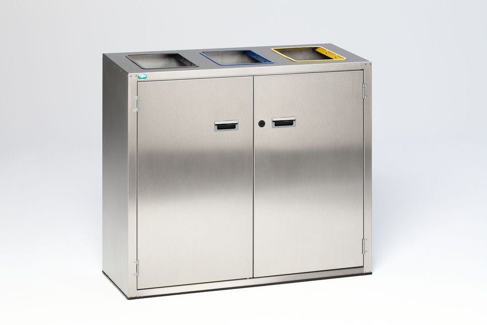VAR GmbH Wertstoffsammelstation Edelstahl 3x 90 L mit Schloss