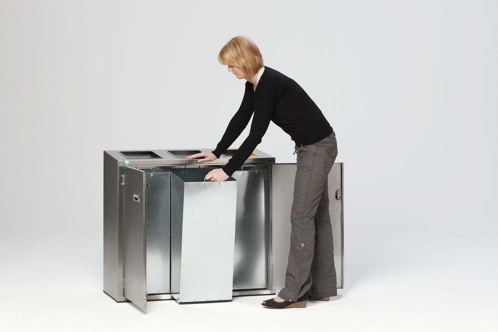 VAR GmbH Wertstoffsammelstation Edelstahl 3x 90 L mit Schloss