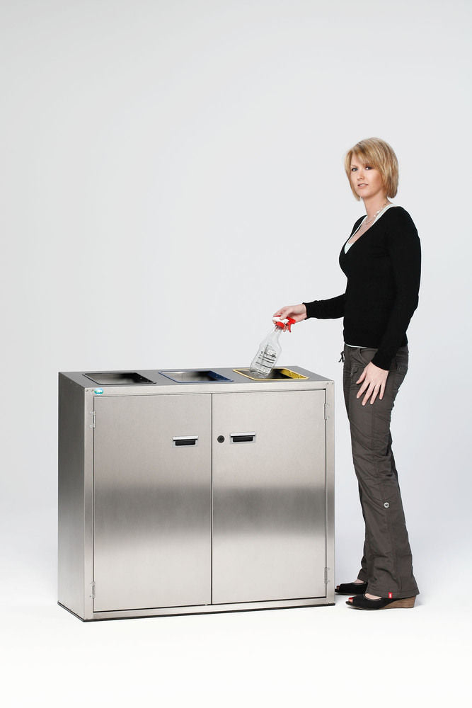 VAR GmbH Wertstoffsammelstation Edelstahl 3x 90 L mit Schloss