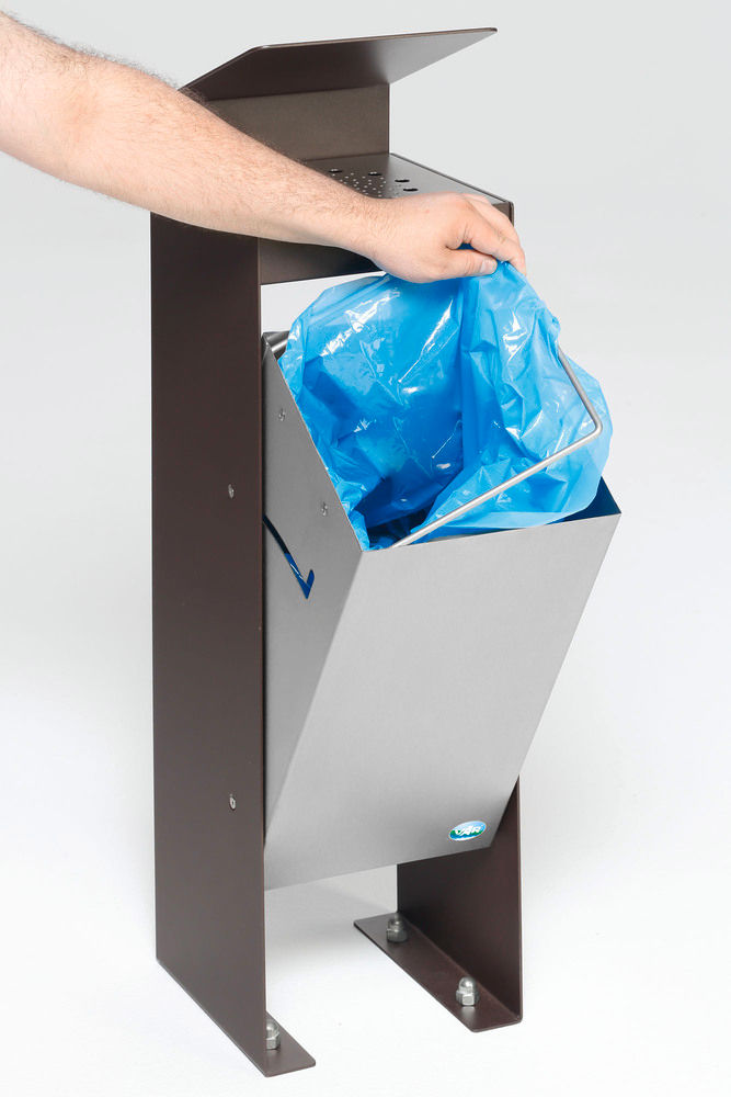 VAR GmbH Kombinacija Pepeljare i Kante za Otpatke sa Kosim Krovom 60 L Braon