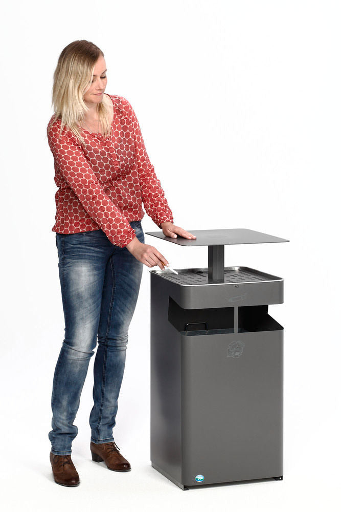 VAR GmbH Kombinacija Pepeljare i Kante za Otpatke sa Krovom, Bravicom, Unutrašnjim Kontejnerom i Podnim Okvirom 72 L
