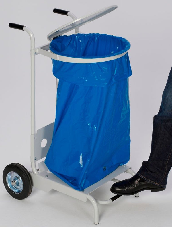 VAR GmbH Pokretni Čelični Kolektor Otpada sa Pedalom i Plastičnim Poklopcem 120 L Svetlosiva
