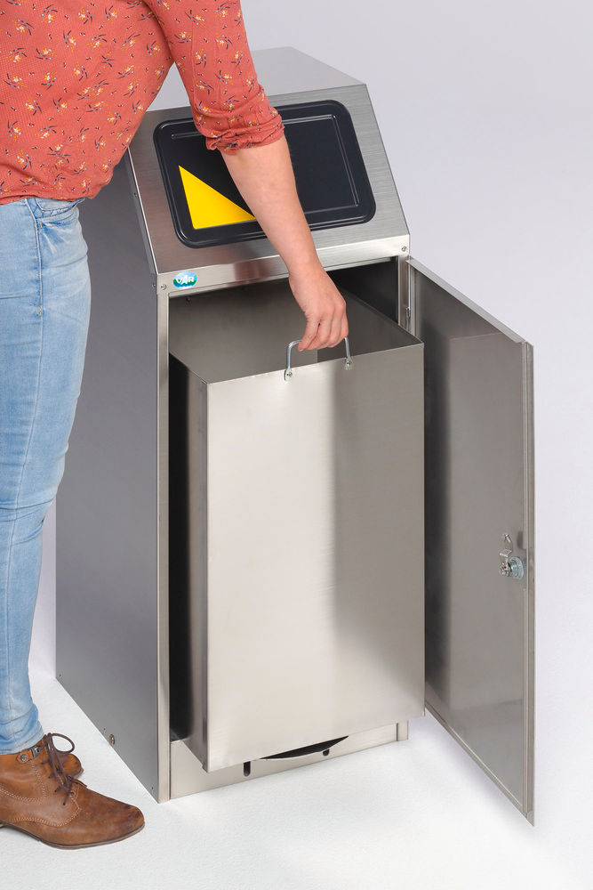 VAR GmbH Zaključavajući Kolektor Otpada od Nerđajućeg Čelika sa Pedalom 75 L