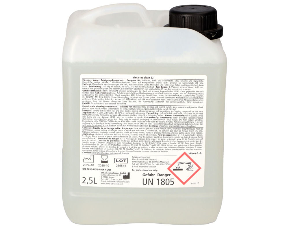 Elma tec clean S2 Ultrazvučno Sredstvo za Čišćenje, Jako Kiselo, 2,5 l