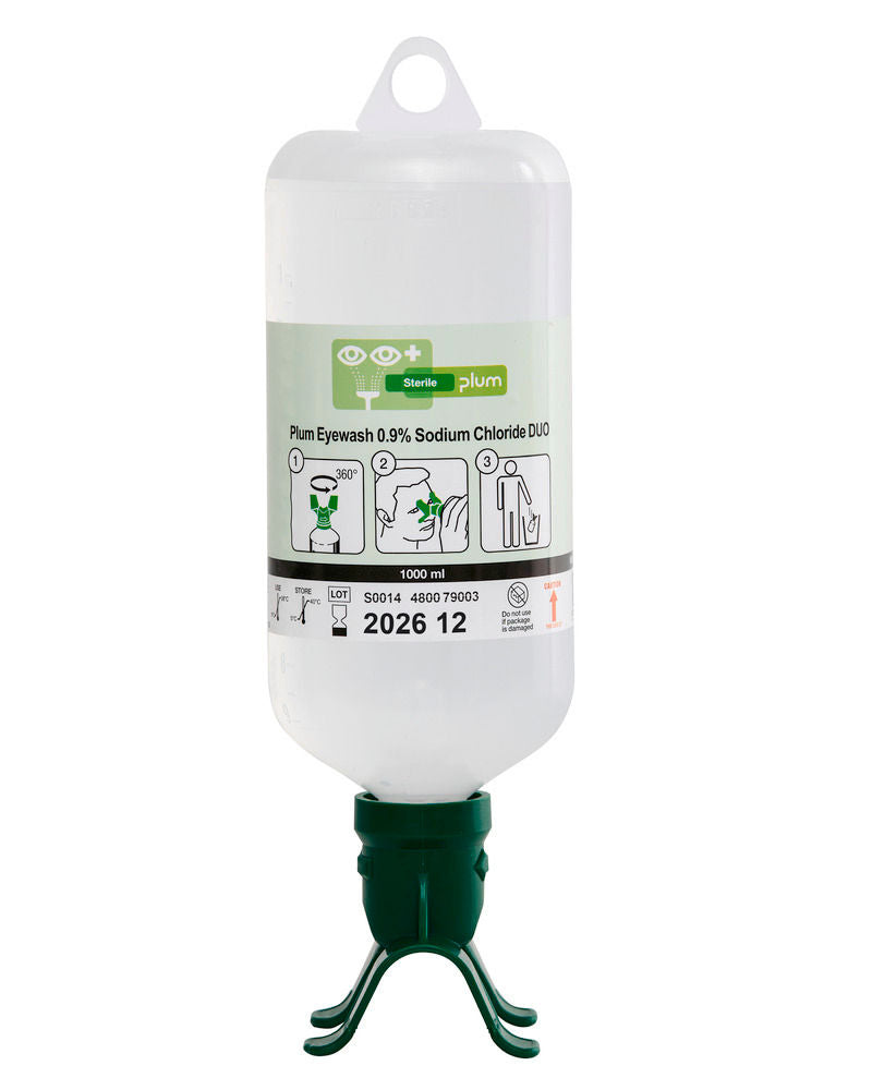 Boca za Ispiranje Očiju Plum DUO sa 1000 ml 0,9% Fiziološkog Rastvora