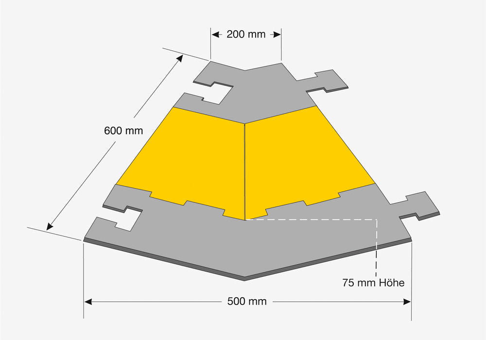 Levi Ugaoni Komad za Kablovski Most Moravia 12 WR 500 x 600 x 75 mm Crni Reciklirani Gumeni